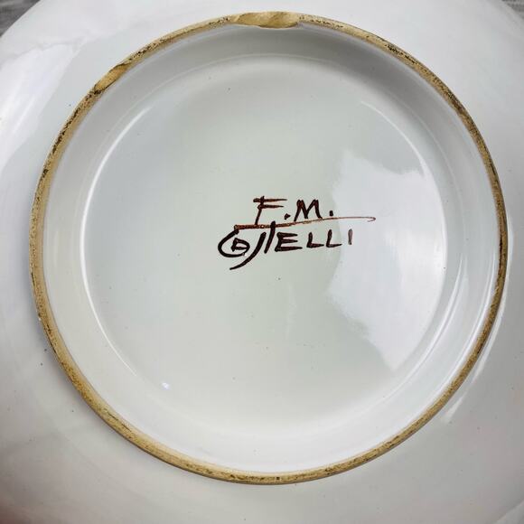 Vintage Castelli Italian Hand-Painted Floral Rose Serving Bowl Dish 10.5" Signed - Picture 4 of 5